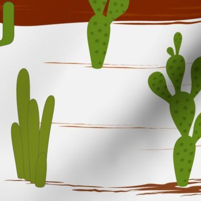 Desert Modernism-Cactus- White Mustard Rust Ochre Sienna- Large Scale