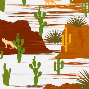 Desert Modernism-Cactus- White Mustard Rust Ochre Sienna- Large Scale