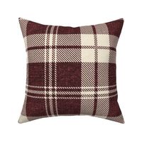 Burgundy Wine and Cream Textured Plaid - extra large scale