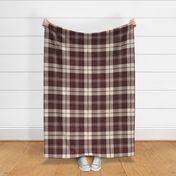 Burgundy Wine and Cream Textured Plaid - extra large scale