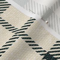 Forest Green and Cream Textured Plaid - extra large scale