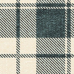 Pine Green and Cream Textured Plaid - extra large scale