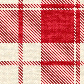 Christmas Red and Cream Textured Plaid - extra large scale