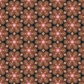 (small) Pink and Brown  Geo Flowers / Kaleidoscope texture // small scale // hexagonal // neutral natural palette 