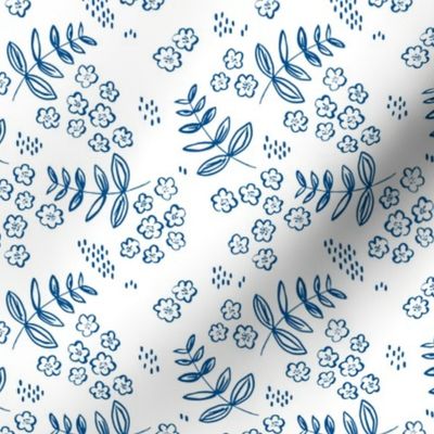 Blue cold winter garden leaves and flowers boho nursery baby SMALL