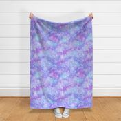 Pastel blue and purple watercolor snowflakes, winter sky