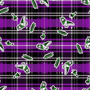 Cute pigeon on plaid background pattern.