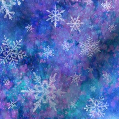 Snowflakes on watercolor background