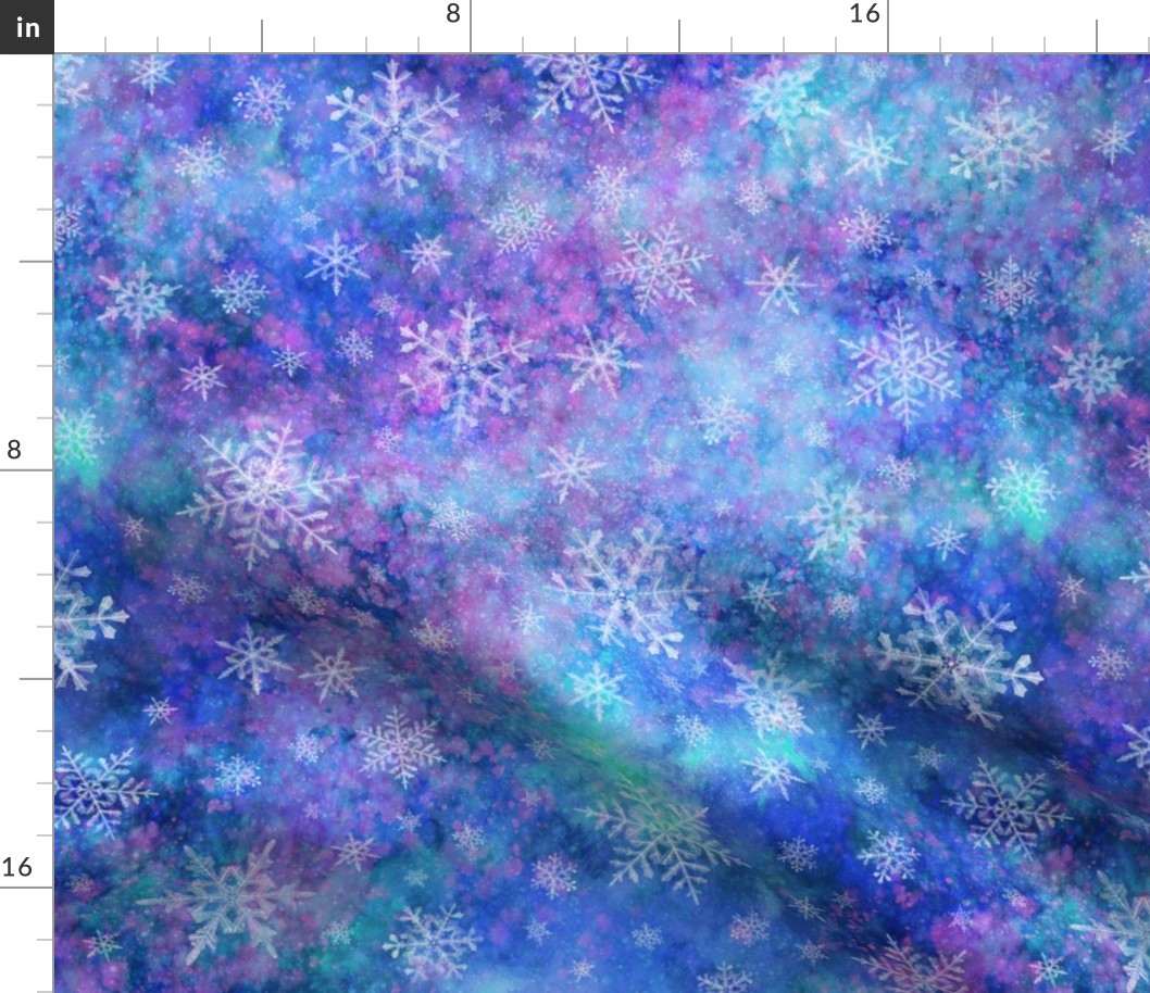 Snowflakes on watercolor background