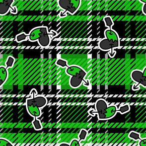 Cute punk pierced heart on plaid background pattern. 