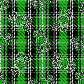 Cute punk hedgehog on plaid background pattern. 