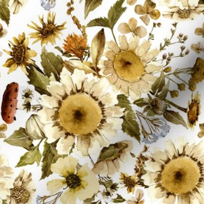 Boho Fall Sunflowers Vintage