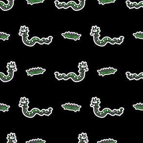  Cute punk rock snake on black background pattern.