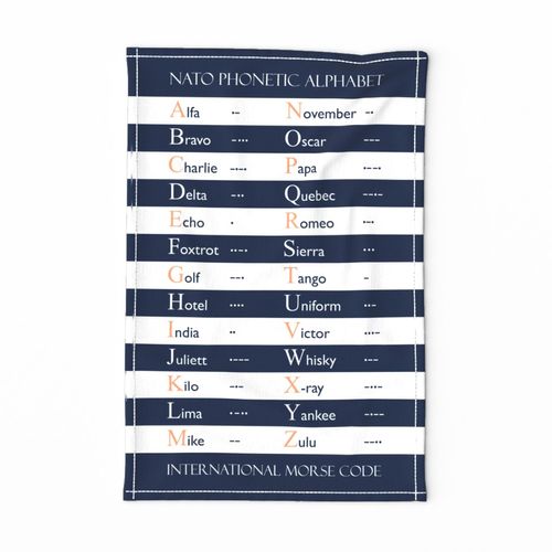 NATO phonetic alphabet & Morse code tea towel fabric