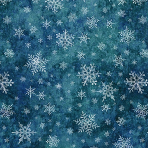 Snowflakes on linnen structured watercolor in dark blue