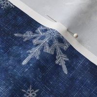 Snowflakes on dark blue with linen structure