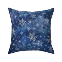 Snowflakes on dark blue with linen structure