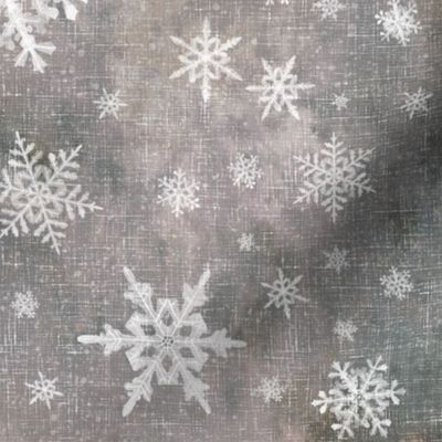 Snowflakes on grey, shabby chic christmas