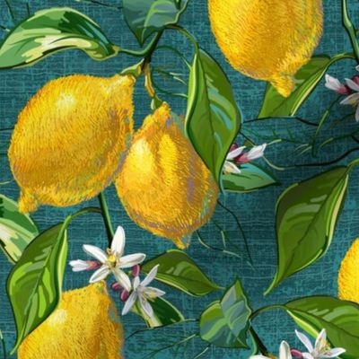Fresh Lemons | Teal Green Faux Texture