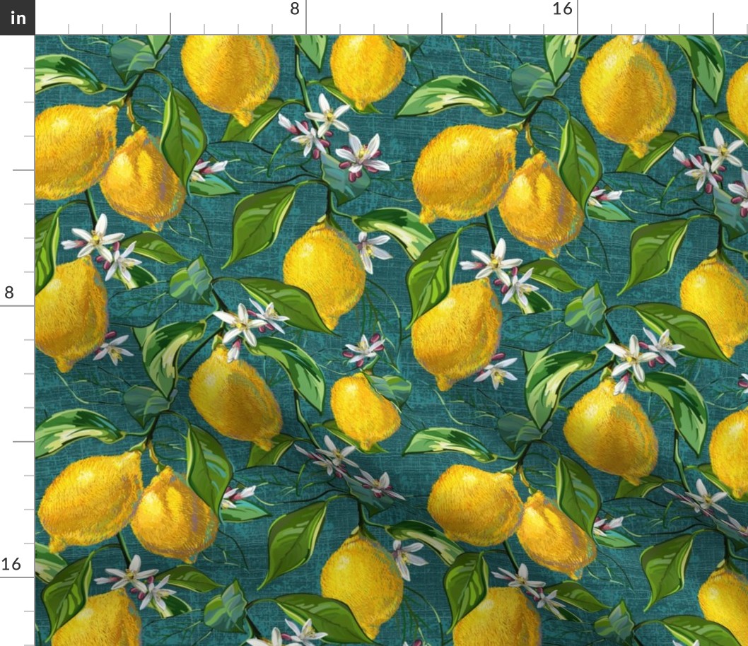 Fresh Lemons | Teal Green Faux Texture