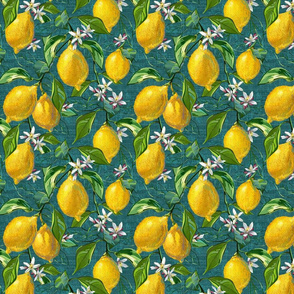 Fresh Lemons | Sm | Teal Green Faux Texture