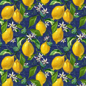 Fresh Lemons | Blue Faux Texture
