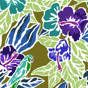 Jumbo Boho Chic Jungle batik-green blue-violet