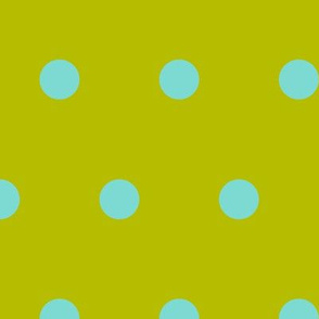 Polka Dot1 - Turquoise on Lime