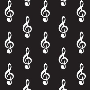 treble clefs on black