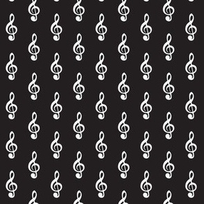 tiny treble clef pattern on black