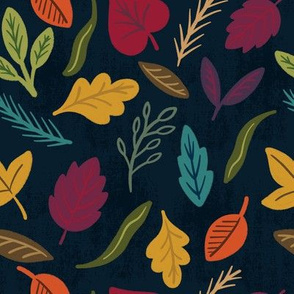 Fall Leaves on Navy