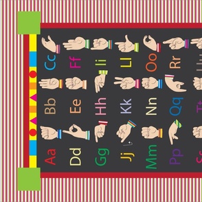 ABC American Sign Language - Tea Towel - Learn colors and shapes too!  Must purchase on Linen Cotton Canvas for correct sizing.