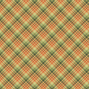 Fall Diagonal Plaid - Green, Orange, and Gold