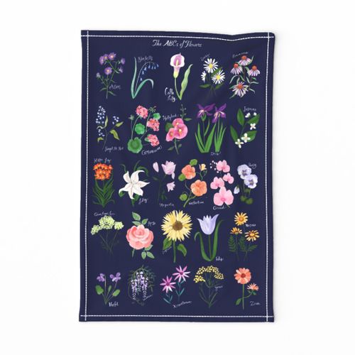 The ABCs of Flowers Tea Towel