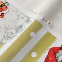 Jolly Retro Santa on Olive Stripe background - medium scale