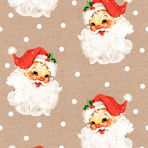 Jolly Retro Santa on Kraft Paper - large scale