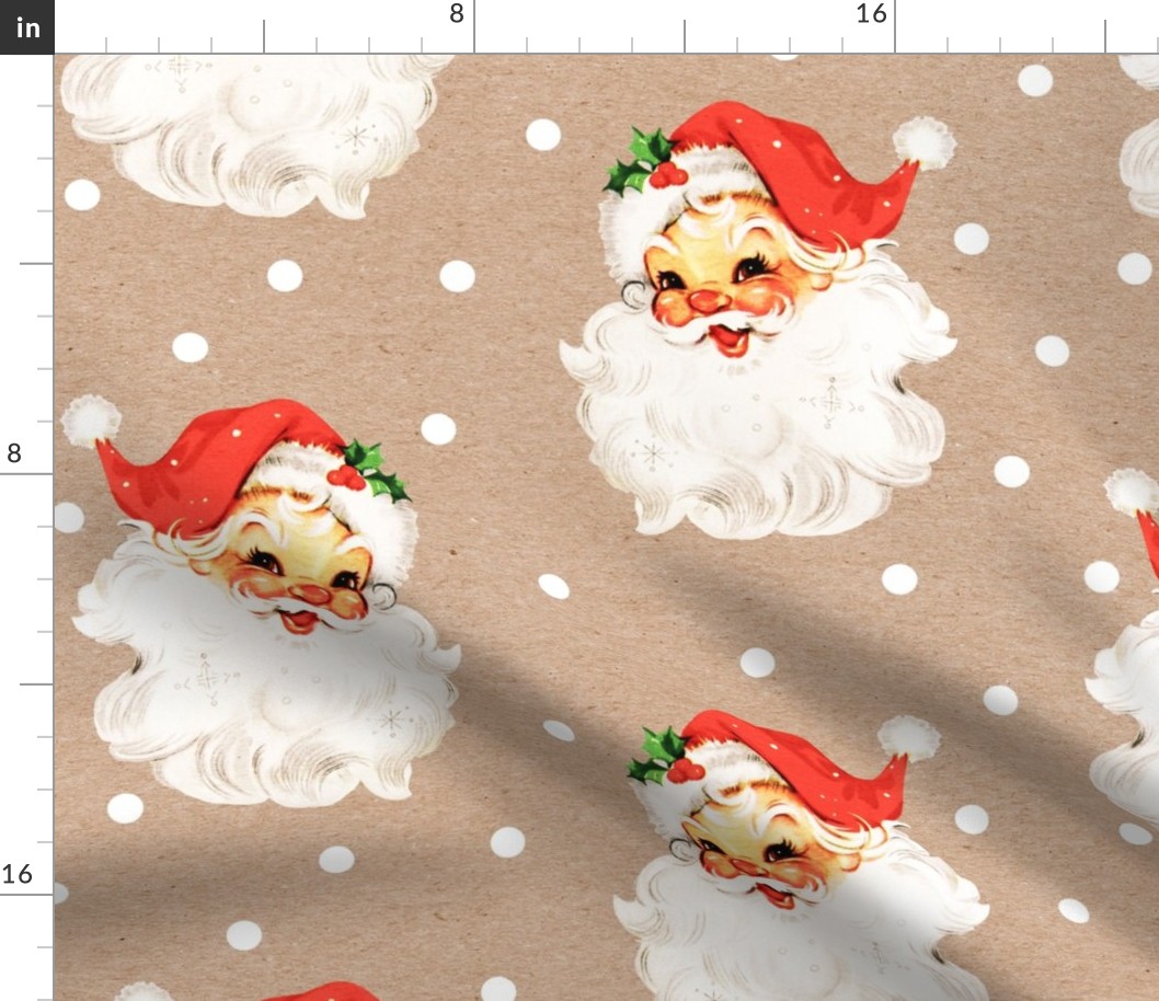 Jolly Retro Santa on Kraft Paper - large scale