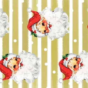 Jolly Retro Santa on Olive Stripe background rotated - large scale