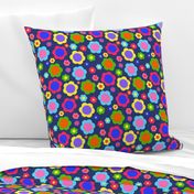 Retro Flower Power Rainbow! - classic blue, medium