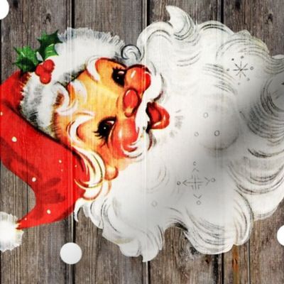 Jolly Retro Santa on Barn Wood rotated -large scale