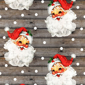 Jolly Retro Santa on Barn Wood - large scale