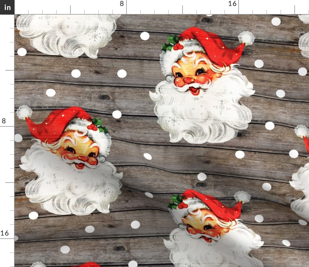 Jolly Retro Santa on Barn Wood - large scale