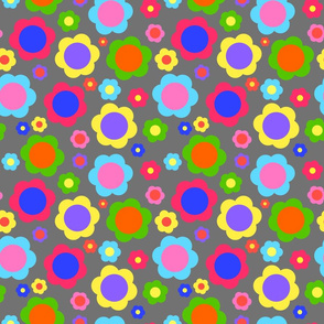 Retro Flower Power Rainbow! - silver grey, medium