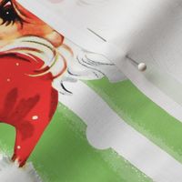 Jolly Retro Santa on Green Stripe background rotated - large scale