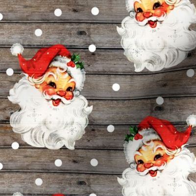 Jolly Retro Santa on Barn Wood - mediumscale