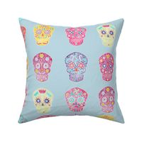 Watercolor Sugar Skulls Blue