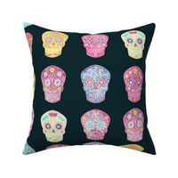 Watercolor Sugar Skulls Dark