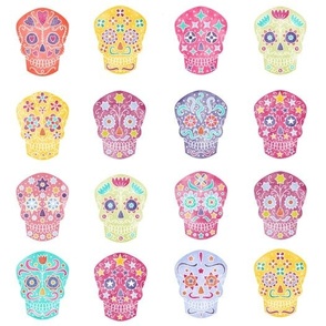 Watercolor Sugar Skulls Small