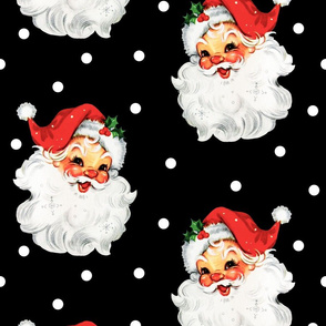 Jolly Retro Santa on Black - large scale