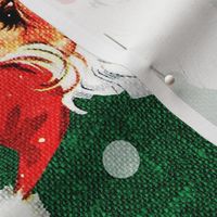 Jolly Retro Santa on Green Linen rotated - large scale